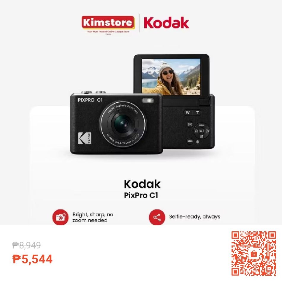 Kodak PixPro C1 13MP Compact Digital Camera 180° Flip Screen Portable Slim